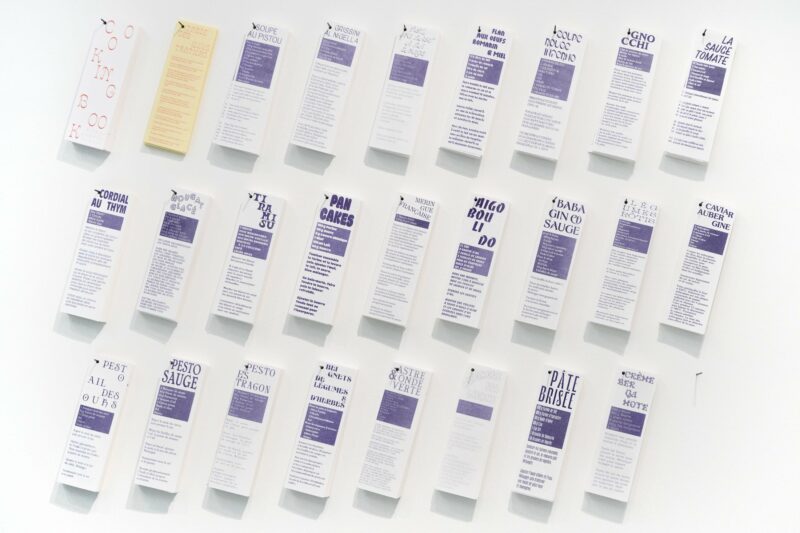 Pierre Boggio, Installation view Recettes, 2024 - ongoing, Exhibition le geste du commun, KOMMET - Lieu d'art contemporain, 2025. Photo: Lucas Zambon